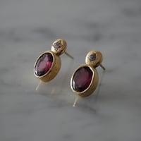 AQUA oval stone pierce - pink tourmaline