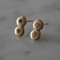 AUREA double pierce - brown diamond, white sapphire