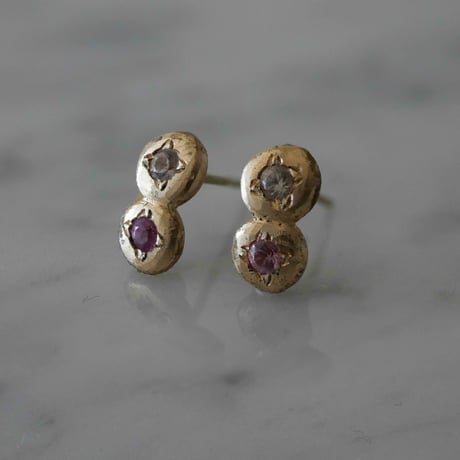 AUREA double pierce - white sapphire, pink sapphire