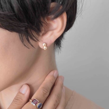 AUREA double pierce - white sapphire, pink sapphire