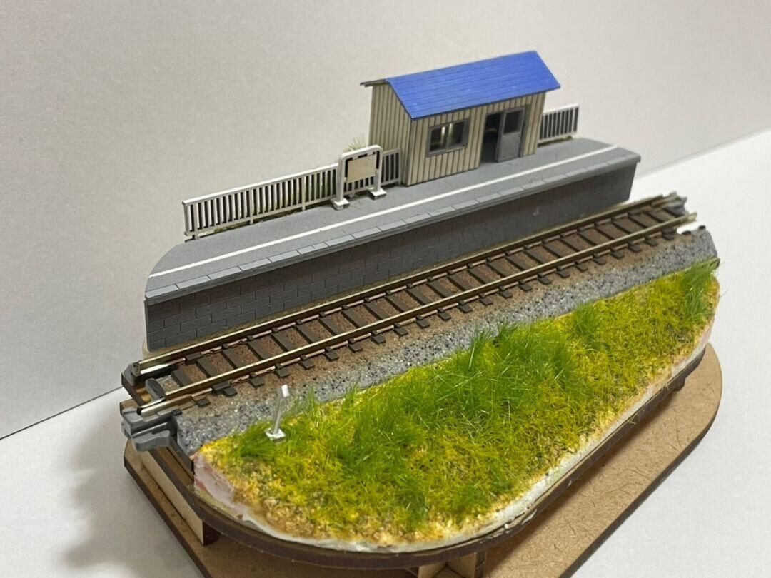 ジオラマ　鉄道模型 ケース付き 　田舎風景　線路① A-12 ミニジオラマ用 ホームA 〜田舎の駅〜 Nゲージ ペーパーキット 1