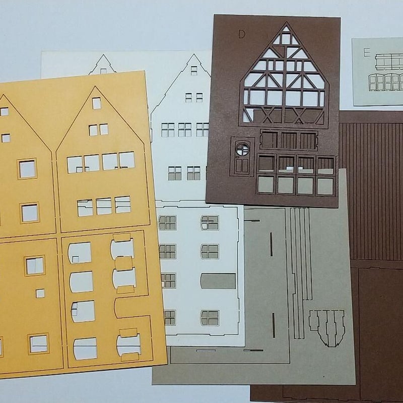 C-03 木組みの家A 着色済みペーパーキット 1/150 Nゲージ | キハ工房