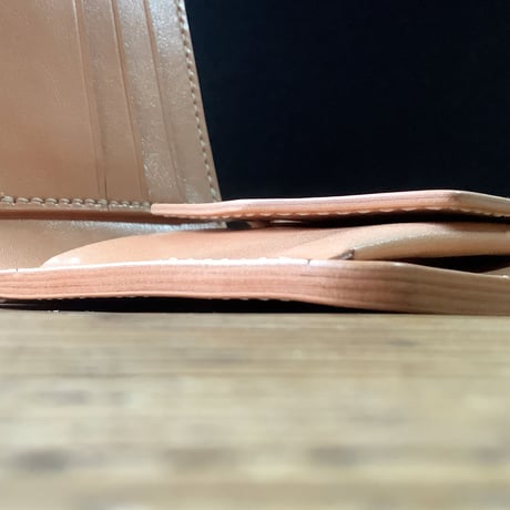 ナチュラルコードバン×栃木レザー 二つ折り財布 小銭入れあり