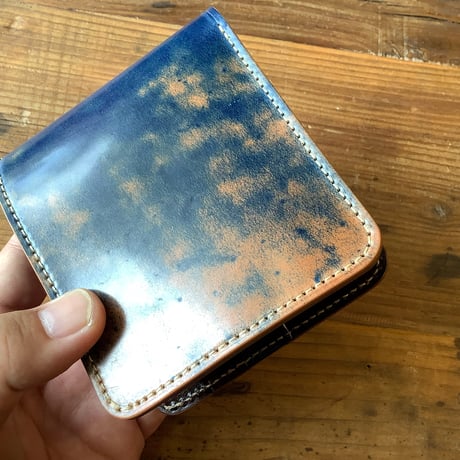 ロカドコードバンブルー×ルガトショルダー　ダークブラウン 二つ折り財布 小銭入れあり