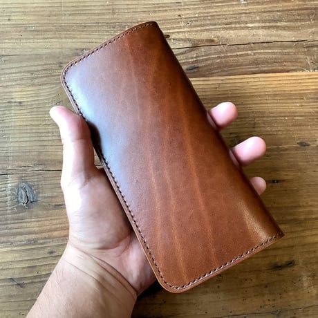 ルガトショルダーブラウン　黒　イエロー　長財布　小銭入れ無し  カードウォレット