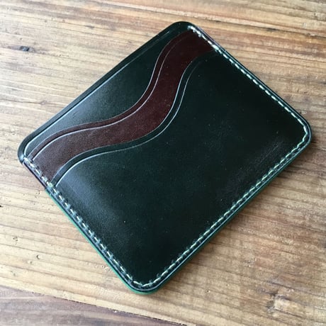 ルガトショルダーグリーン&ブラウン カードケース カード入れ