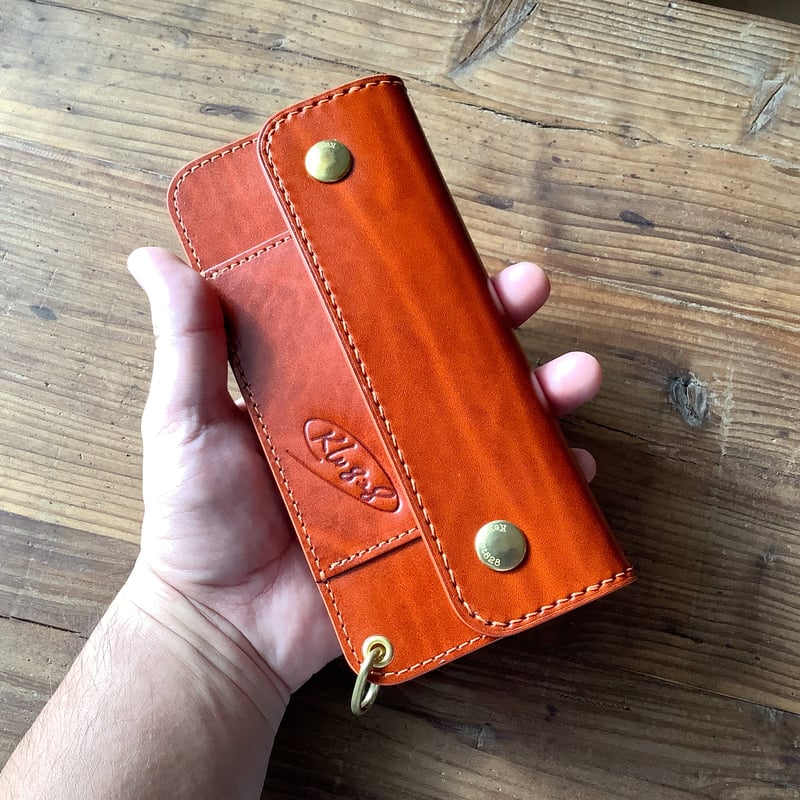 ルガトショルダーオレンジ 橙 トラッカーウォレット | keywest828