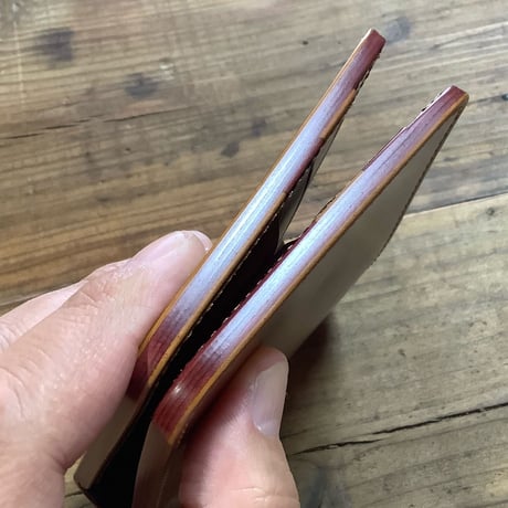 オイルコードバンブラウン×ルガトショルダーワイン 二つ折り財布 小銭入れなし