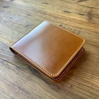 オイルコードバンブラウン×ルガトショルダーブラウン　二つ折り財布 小銭入れなし