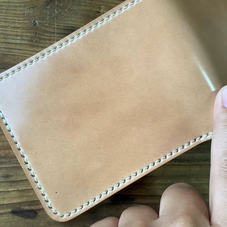 ナチュラルコードバン×栃木レザー 二つ折り財布 小銭入れあり