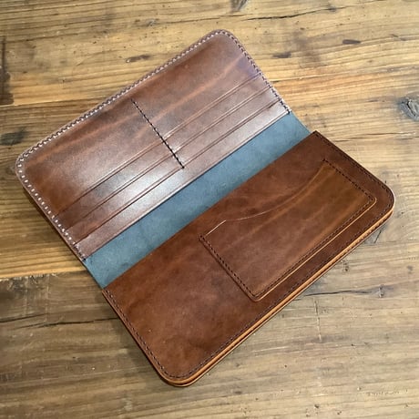 黒革×ルガトショルダーブラウン　長財布　小銭入れ無し