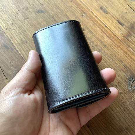 オイルコードバン黒×コードバン黒×オイルコードバンネイビー　名刺入れ