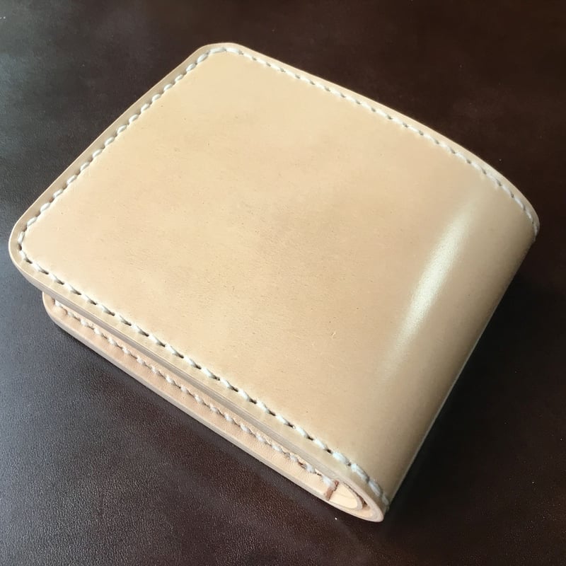 二つ折り財布 小銭入れあり ナチュラルコードバン×昭南皮革多脂ベンズ