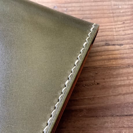 オリーブコードバン×ルガトショルダーブラウン 長財布 小銭入れあり