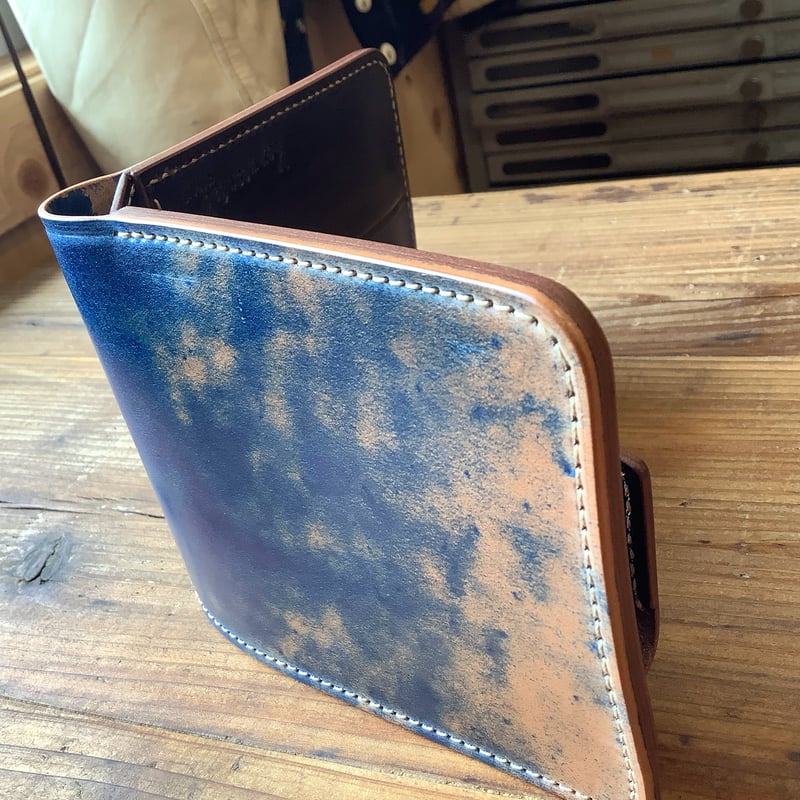 ロカドコードバンブルー×ルガトショルダー ダークブラウン 二つ折り