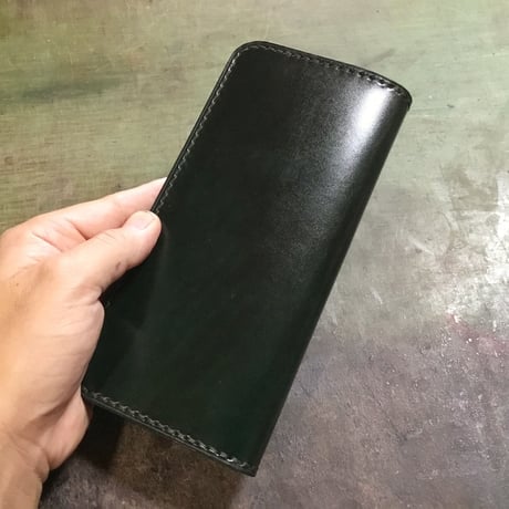 ルガトショルダーグリーン×ルガトショルダーブラウン 長財布 小銭入れあり