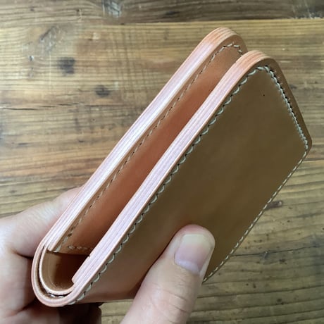 ナチュラルコードバン×栃木レザー 二つ折り財布 小銭入れあり