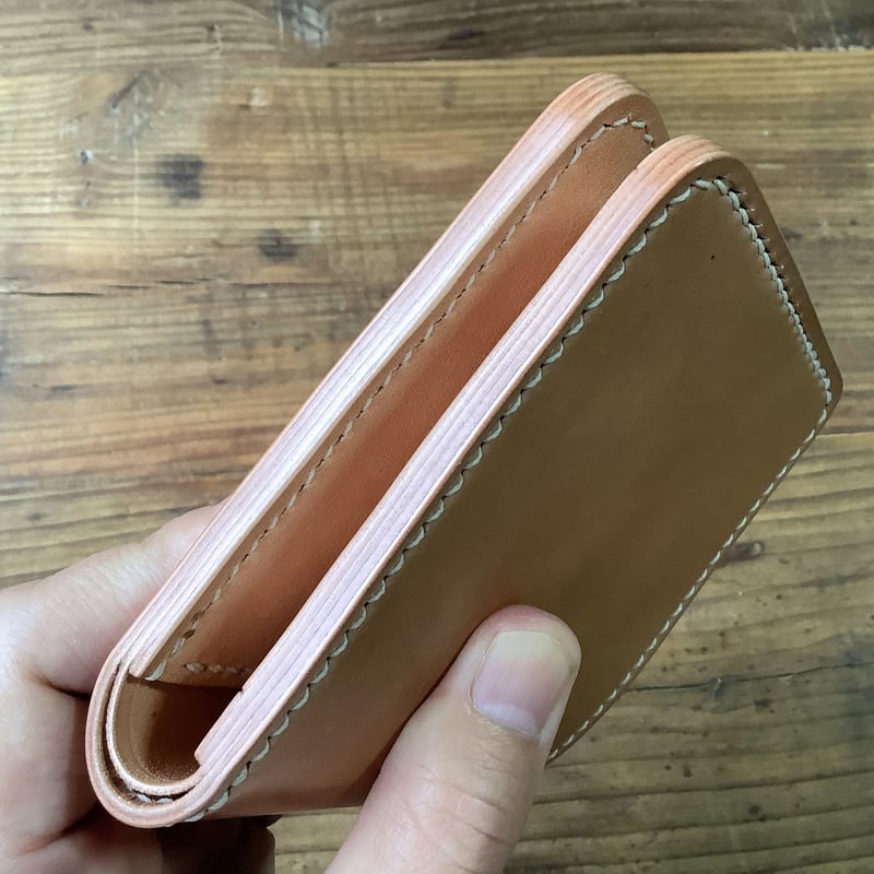 ナチュラルコードバン×栃木レザー 二つ折り財布 小銭入れあり | keywest828