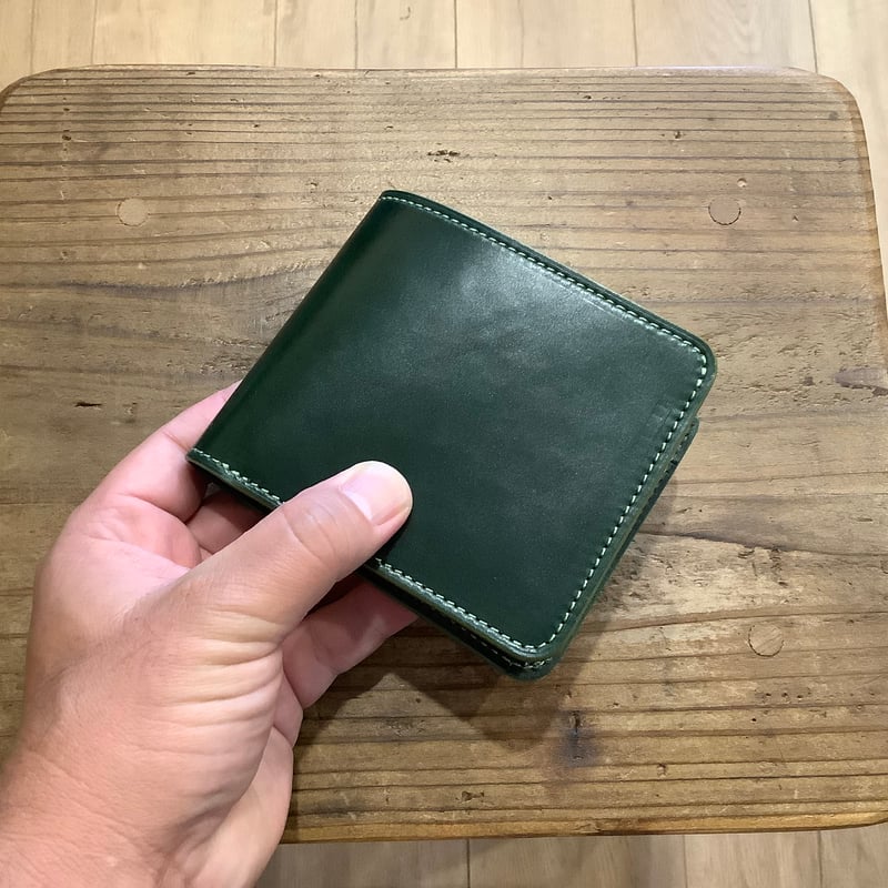 オイルコードバングリーン×ルガトショルダーグリーン 二つ折り財布