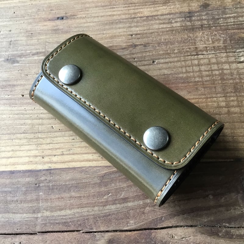 オリーブコードバン×チョコ色牛革 キーケース | keywest828