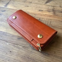 ルガトショルダー橙　オレンジ  トラッカーウォレット  表革ロングバージョン