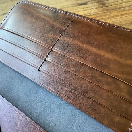 黒革×ルガトショルダーブラウン　長財布　小銭入れ無し