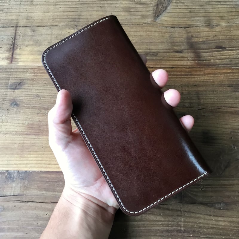 チョコ革×手染めキャメル 長財布 小銭入れあり | keywest828