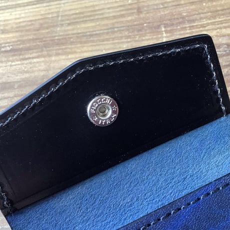 コードバン黒×ルガトショルダーネイビー　二つ折り財布 小銭入れあり