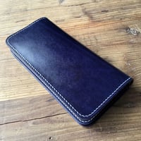 ルガトショルダーネイビー&ブラウン 長財布 小銭入れあり