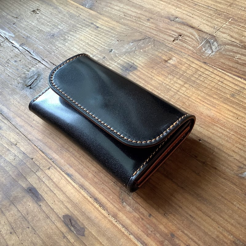 オイルコードバン黒×オイルコードバンバーガンディ 名刺入れ | keywest828