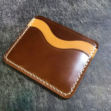 オイルコードバンコニャック&ライトブラウン パスケース カード入れ