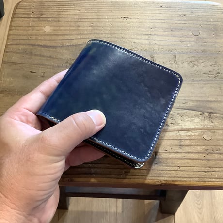 ロカドコードバンブルー×ルガトショルダー　ダークブラウン 二つ折り財布 小銭入れあり