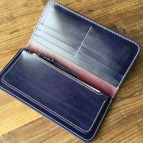 ルガトショルダーネイビー&パープル 長財布 小銭入れあり