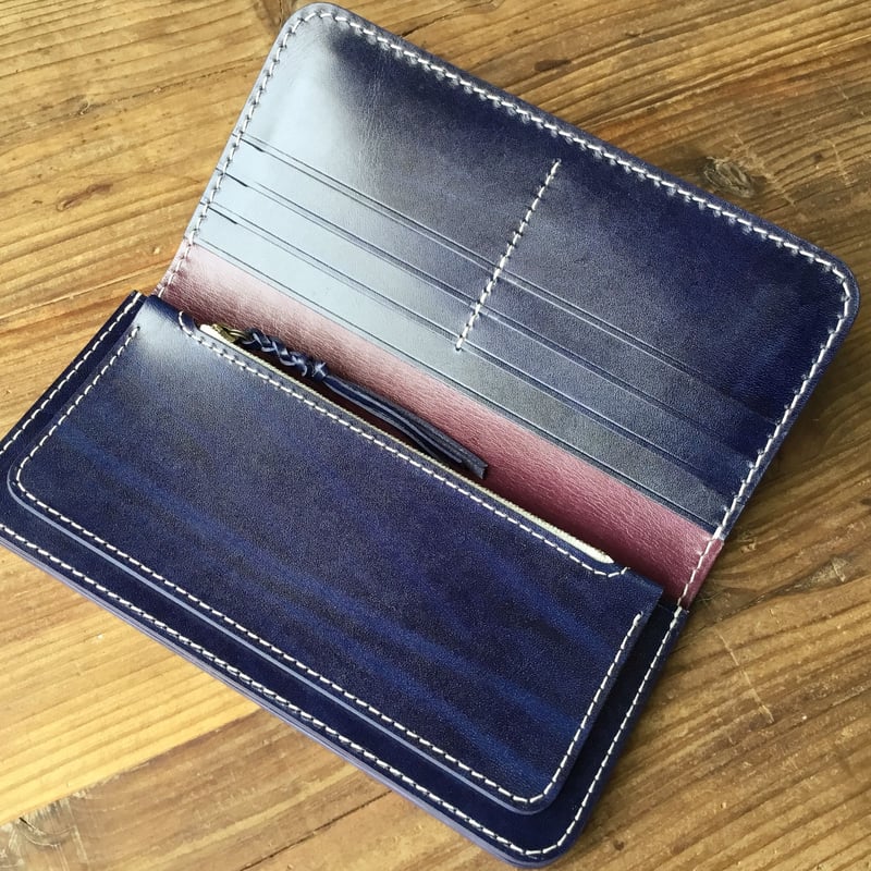 ルガトショルダーネイビー&パープル 長財布 小銭入れあり | keywest828