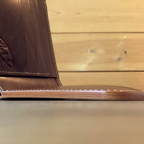 オイルコードバンブラウン×ルガトショルダーブラウン　二つ折り財布 小銭入れなし
