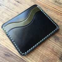 オイルコードバン黒&オリーブ  カード入れ パスケース カードウォレット