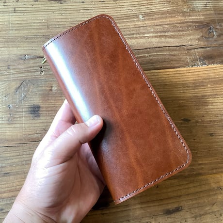 ルガトショルダーブラウン　黒　イエロー　長財布　小銭入れ無し  カードウォレット