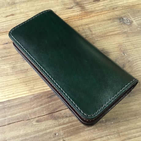 ルガトショルダーグリーン×ルガトショルダーブラウン 長財布 小銭入れあり