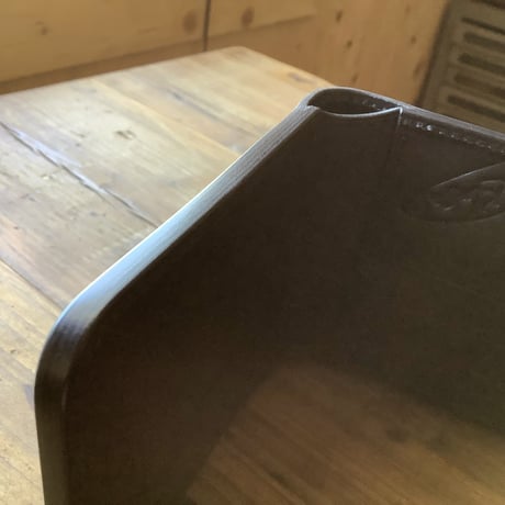 オイルコードバン黒×オイルレザー黒  二つ折り財布  小銭入れなし