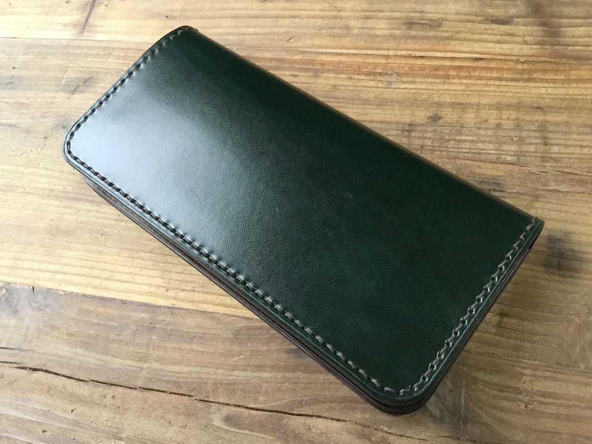 ルガトショルダーグリーン×ルガトショルダーブラウン 長財布 小銭入れ