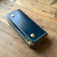 フルコードバン トラッカーウォレット  ネイビー×オリーブ