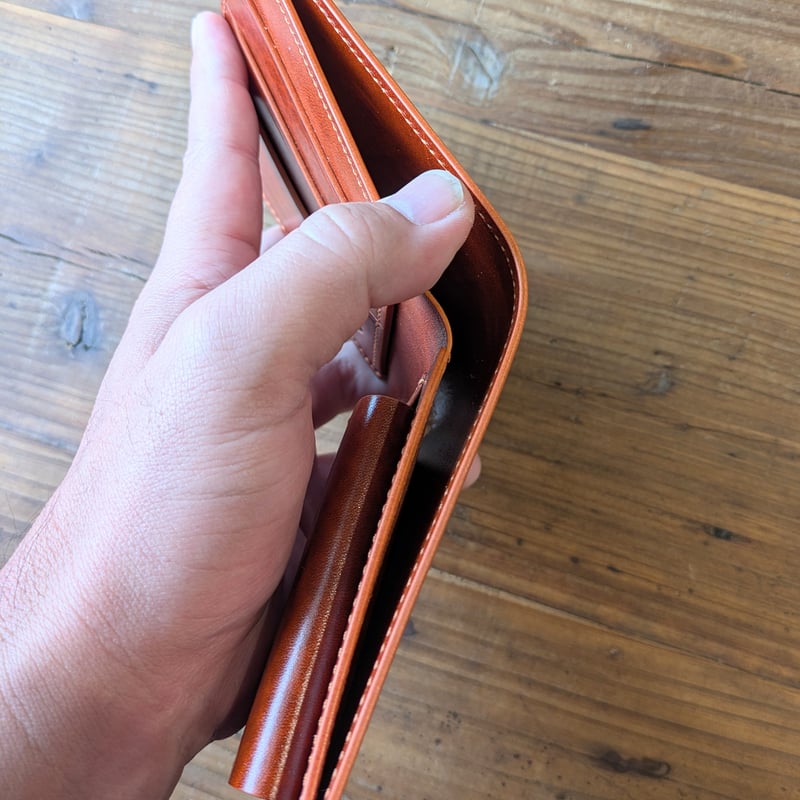 ルガトショルダー橙 オレンジ 二つ折り財布 小銭入れあり | keywest828
