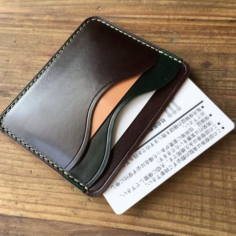 ルガトショルダーグリーン&ブラウン カードケース カード入れ