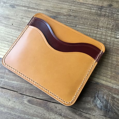 ブラウンオイルコードバン×ライトブラウンオイルコードバン パスケース カード入れ