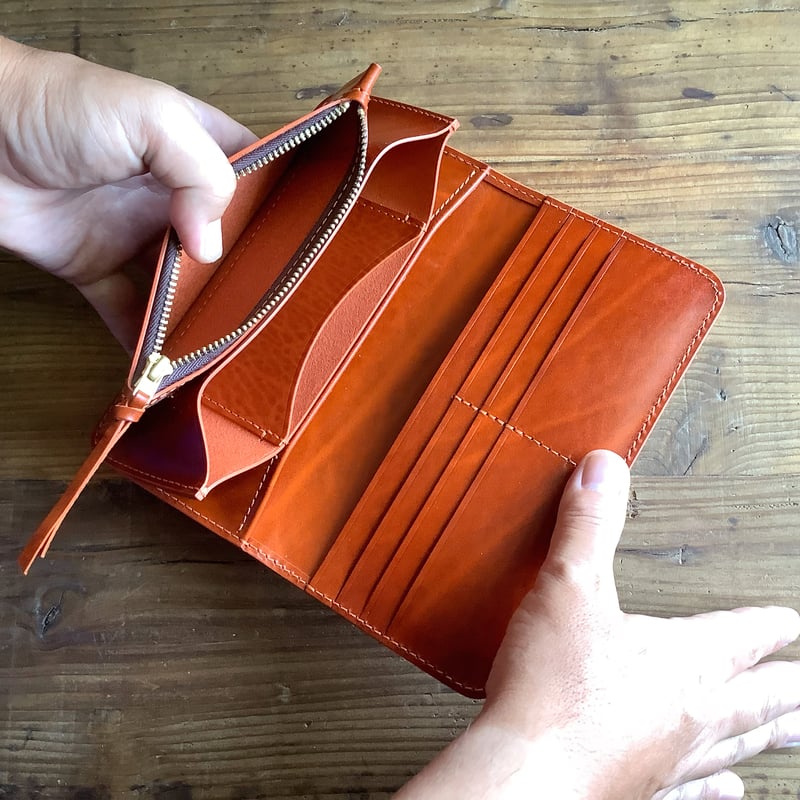 ルガトショルダーオレンジ 橙 長財布 小銭入れあり | keywest828