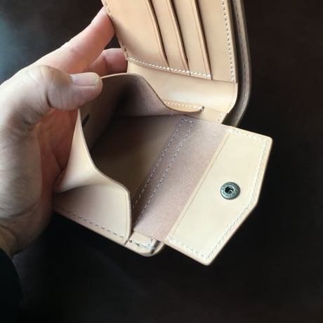 二つ折り財布  小銭入れあり ナチュラルコードバン×昭南皮革多脂ベンズ