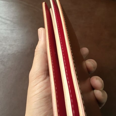 ブラウンコードバン×手染めピンク 長財布 小銭入れあり