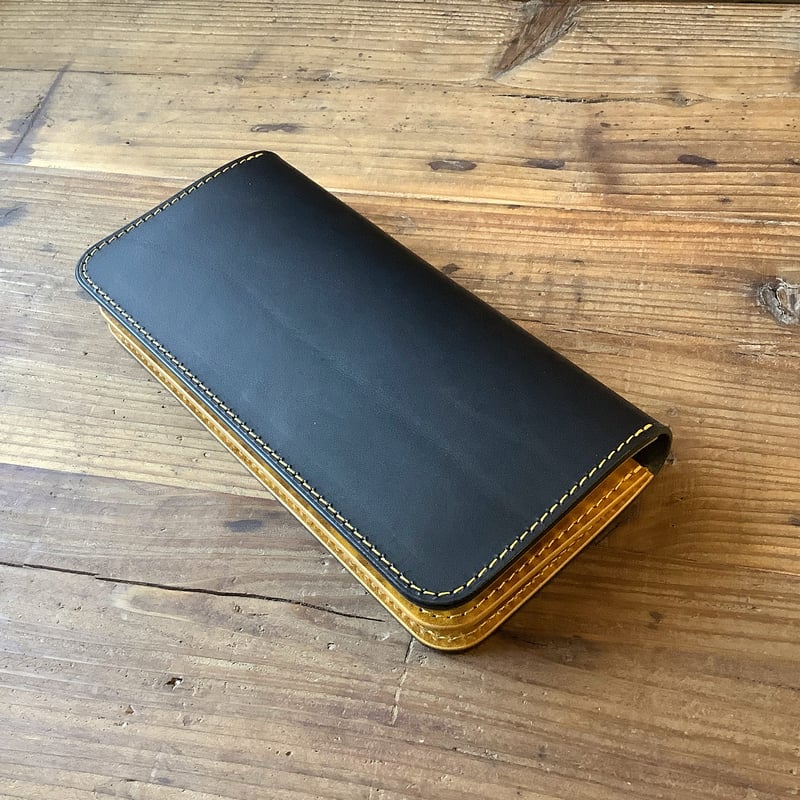 BALLY　レザー　ショルダーバッグ　ショルダーウォレット　長財布　イエロー シンプルレザーショルダーバッグ(イエロー)/手縫い/一点もの