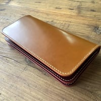 オイルコードバンブラウン×ルガトショルダーワイン 長財布 小銭入れあり