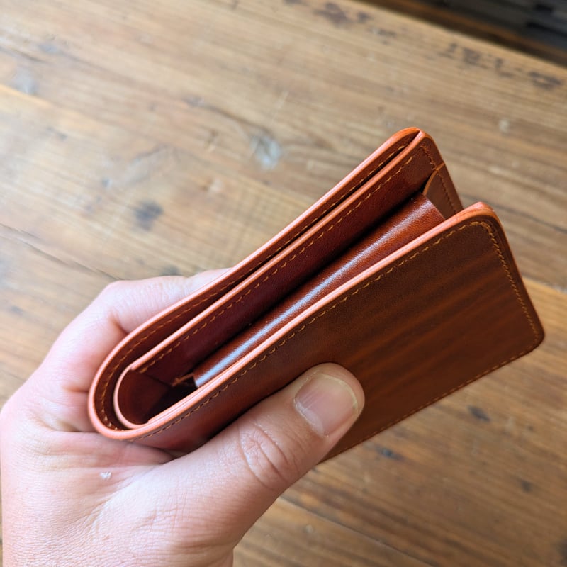 ルガトショルダー橙 オレンジ 二つ折り財布 小銭入れあり | keywest828